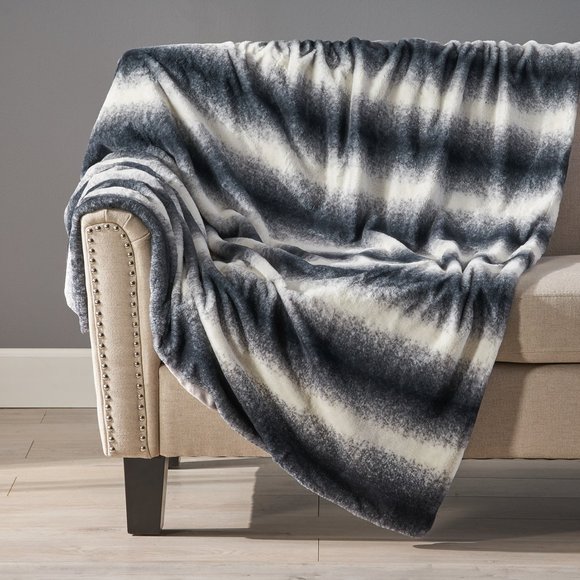 Le Pouf Other - NEW Modern Glam Fuzzy Fabric Throw Blanket